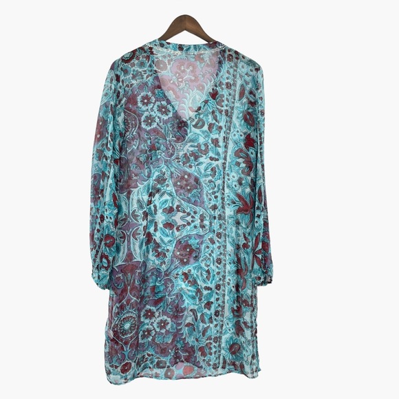 Stella Forest Blue Floral Silk Tunic Dress - Picture 2 of 9